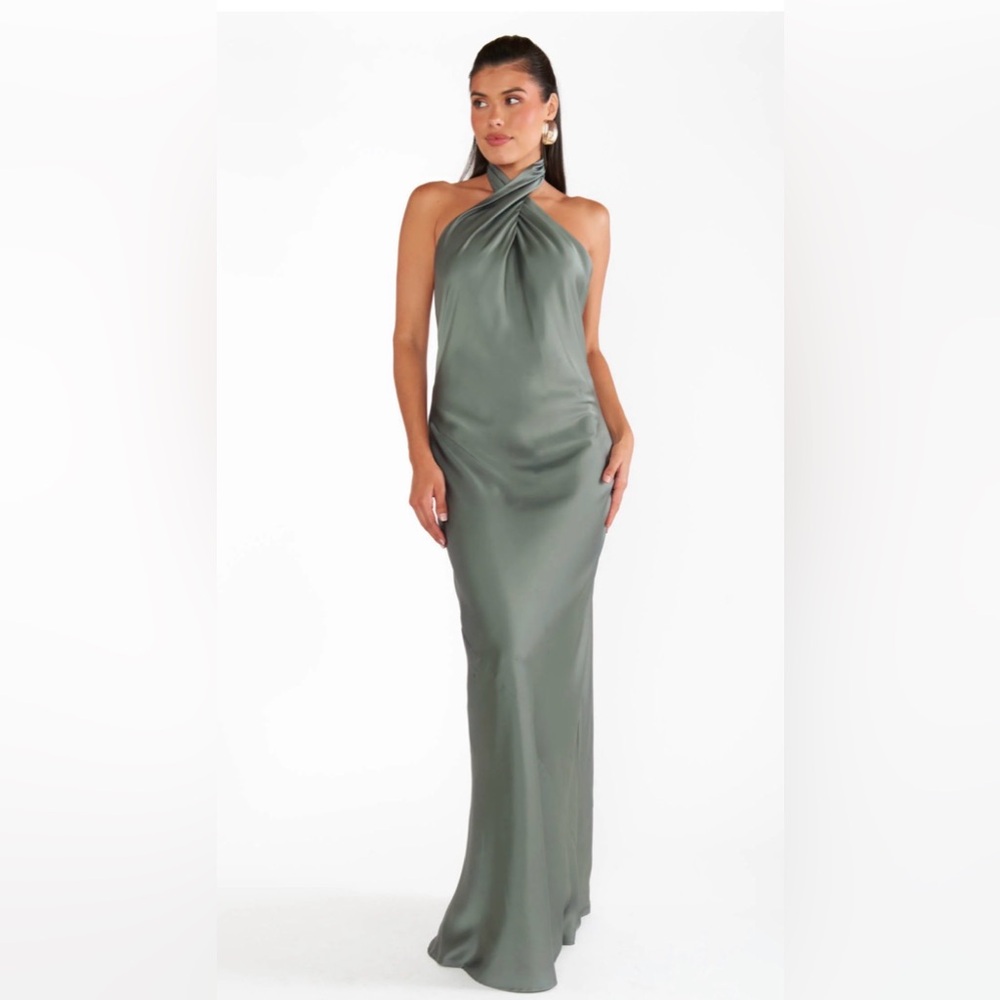 Show Me Your Mumu Jasmine Halter Maxi Dress Dark Forest Green XS NWOT